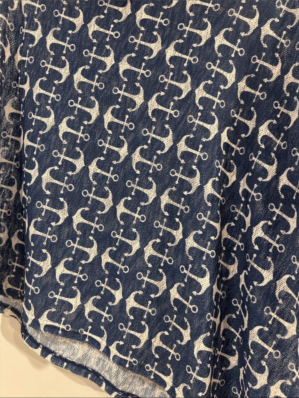 Navy Anchor Pattern Knit Wrap Scarf - Unbranded - Picture 4 of 5